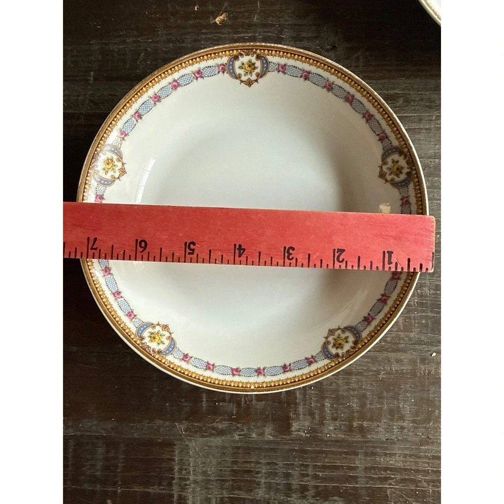 L Bernardaud & Co Limoges France Coupe Bowls Set of 2 Floral Pink Rose Gold 7.5